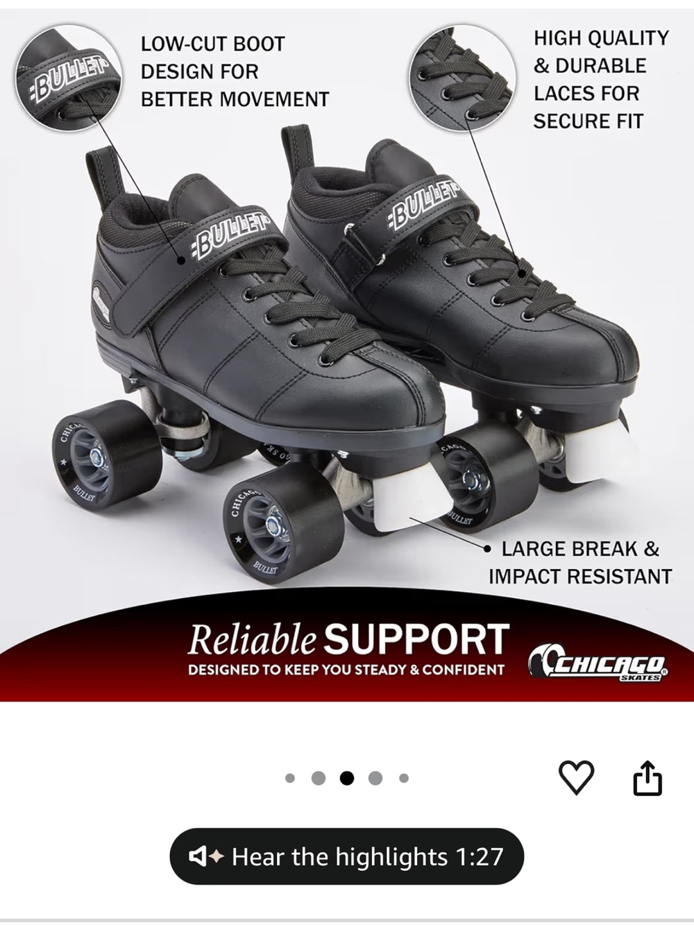 Chicago Skates Bullet Black Low-Cut Roller Skates Men’s 4